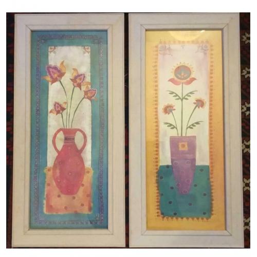 2 abstract/modern pictures of vases