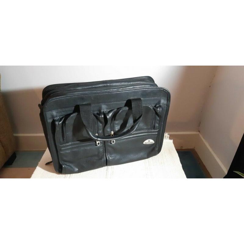 Samsonite genuine leather expandable laptop bag/office case