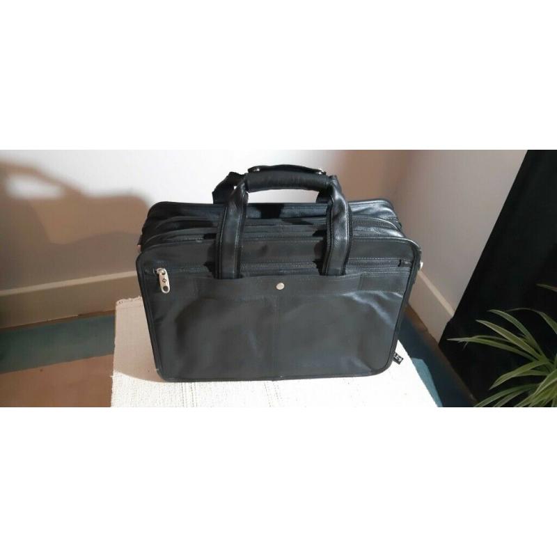 Samsonite genuine leather expandable laptop bag/office case