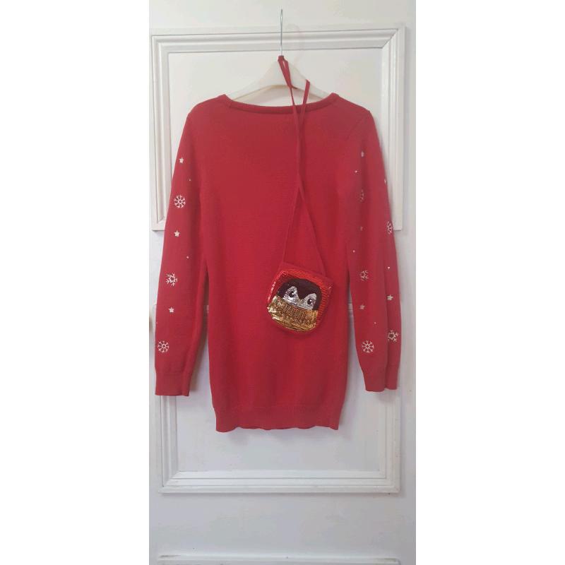 Gorgeous Penguin Christmas Jumper with matching Penguin Sequine Bag
