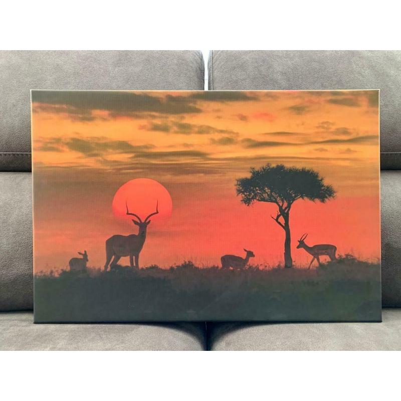 Africa Sunset Wildlife Safari Canvas Wall Art Picture Print