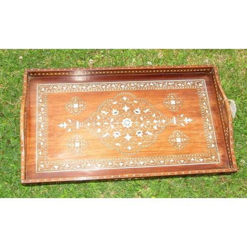 (#517) stunning inlaid wooden serving tray (Pick up only, Dy4 area)