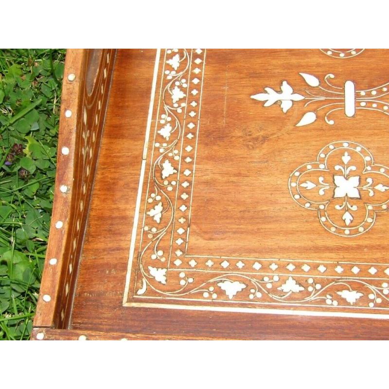 (#517) stunning inlaid wooden serving tray (Pick up only, Dy4 area)