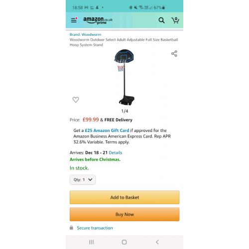 Basketball hoop and stand BNIB