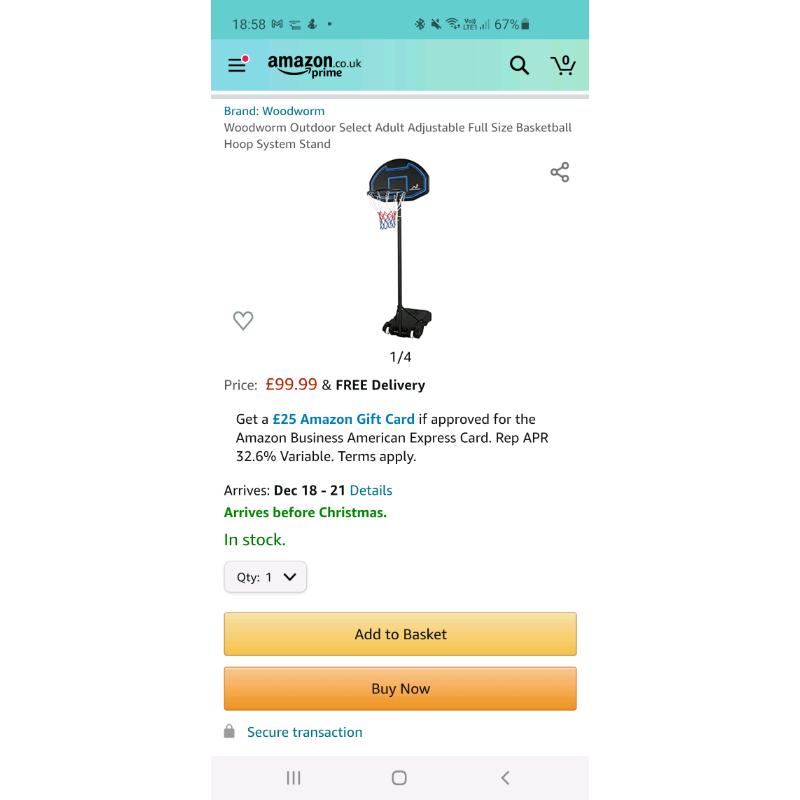 Basketball hoop and stand BNIB