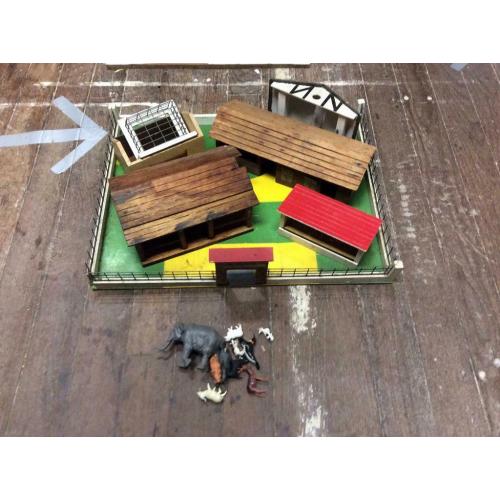 Scratch Built Zoo/Farmyard with Buildings and a Few Animals