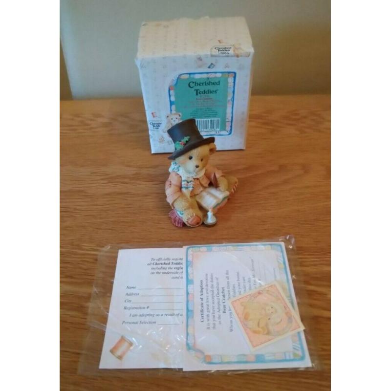Cherished Teddies 617326 Bear Cratchit With Adoption Certificate & Box As New