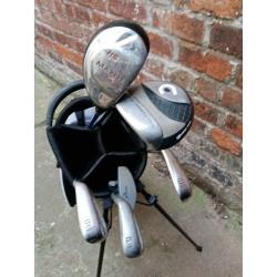 Junior golf clubs and stand bag