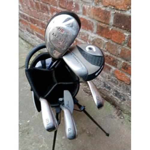 Junior golf clubs and stand bag