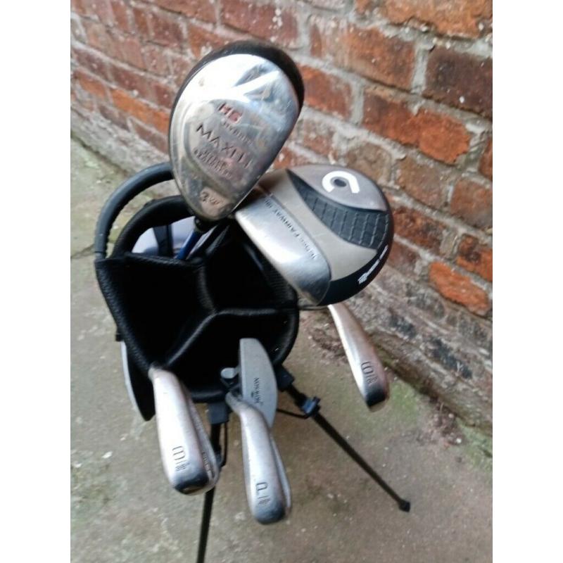 Junior golf clubs and stand bag