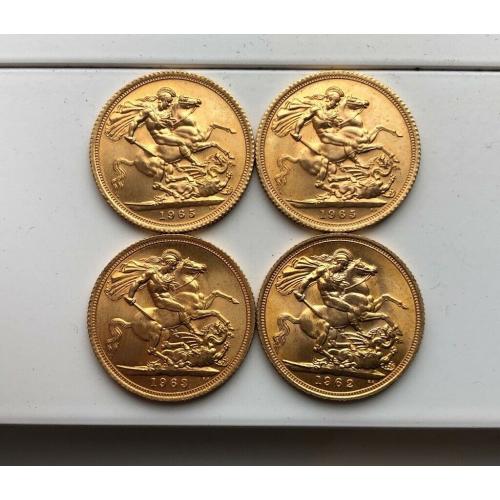 Gold Sovereigns, Queen Elizabeth II 1st head, ~7.98g 22K