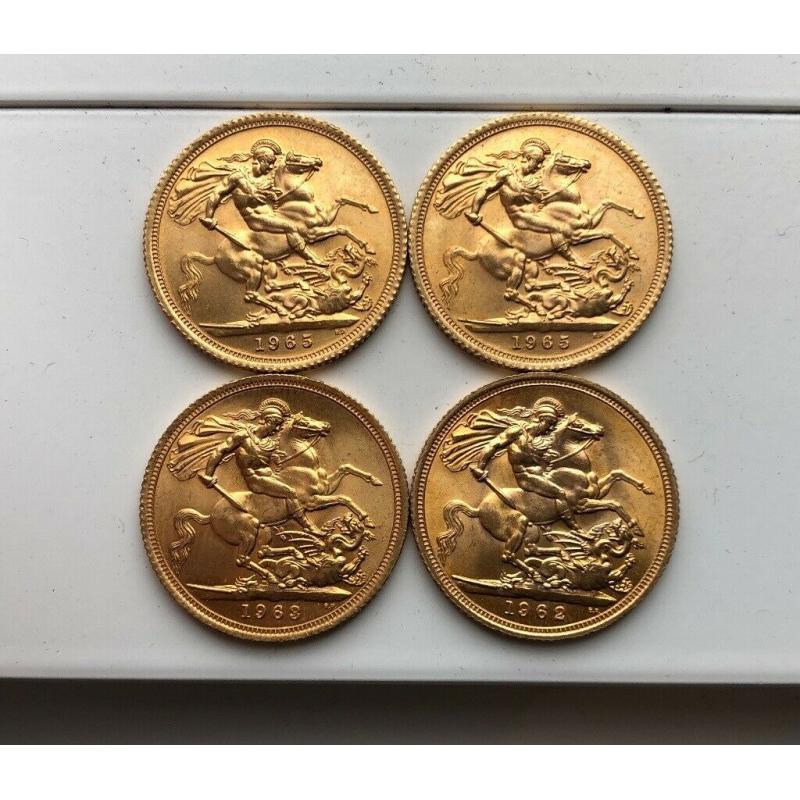 Gold Sovereigns, Queen Elizabeth II 1st head, ~7.98g 22K