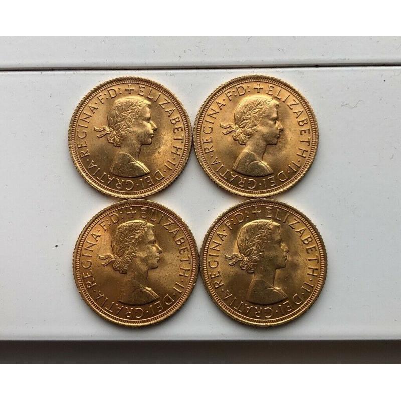 Gold Sovereigns, Queen Elizabeth II 1st head, ~7.98g 22K