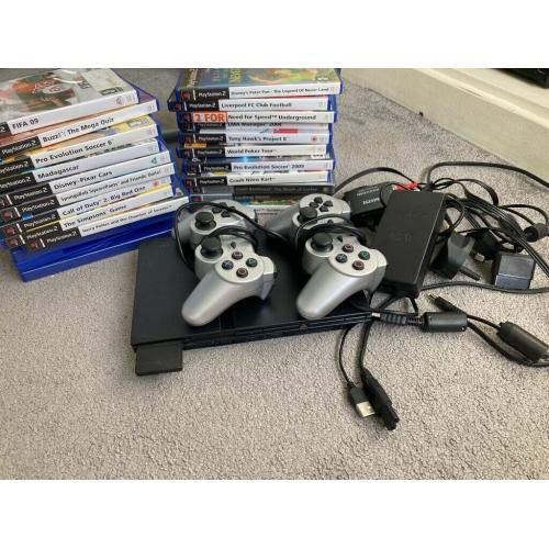 Ps2 with games and controllers