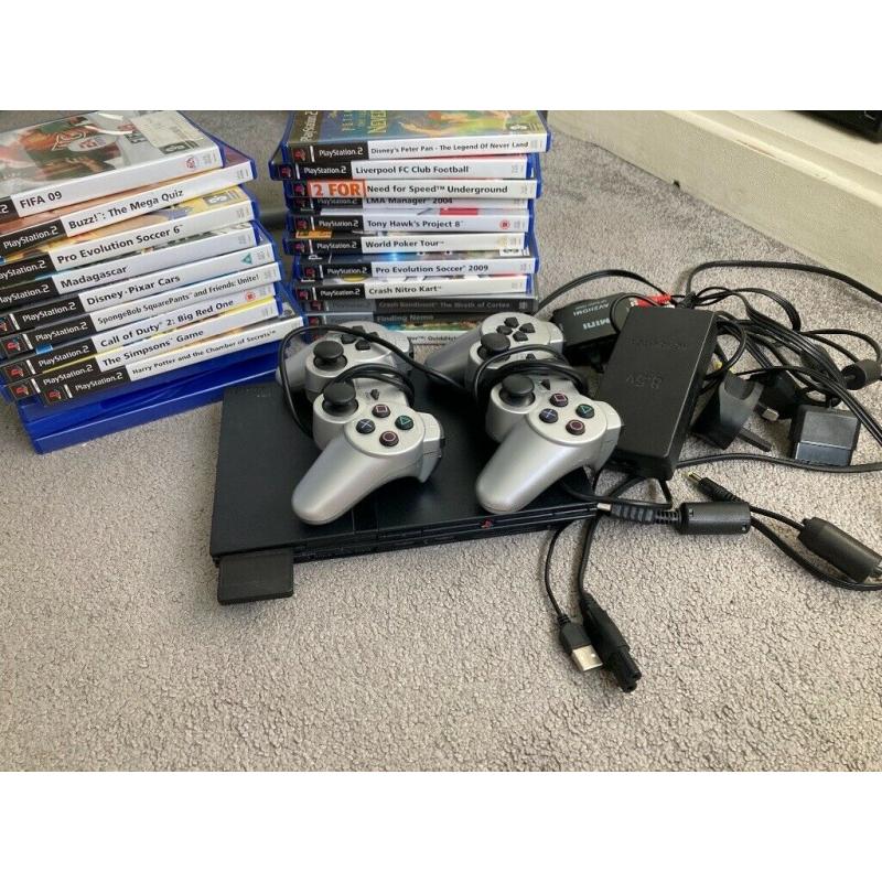 Ps2 with games and controllers
