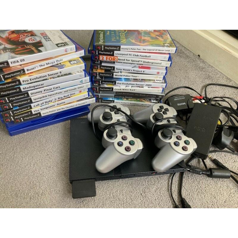 Ps2 with games and controllers