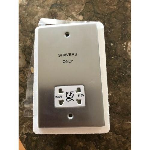 New - Decorative metal dual voltage shaver supply unit
