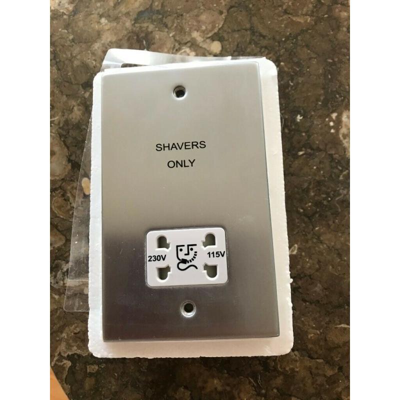 New - Decorative metal dual voltage shaver supply unit