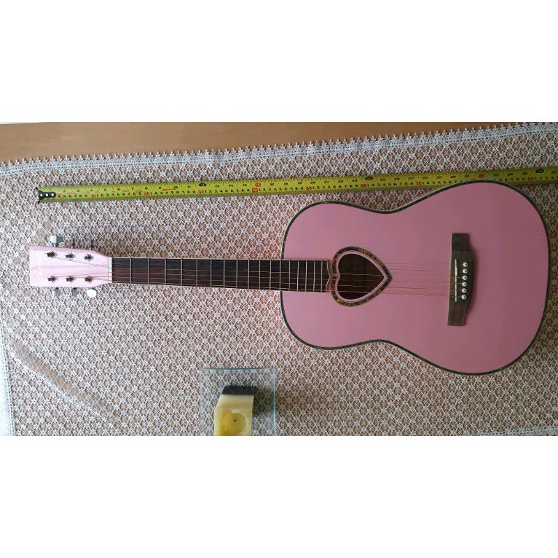 Pink acustic guitar